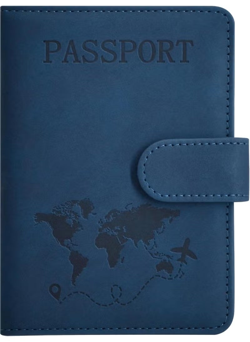 Passport Holder Travel Wallet Cover – Passport Book Case for Travel Essentials Accessories for Women & Men, Blue - Image 1